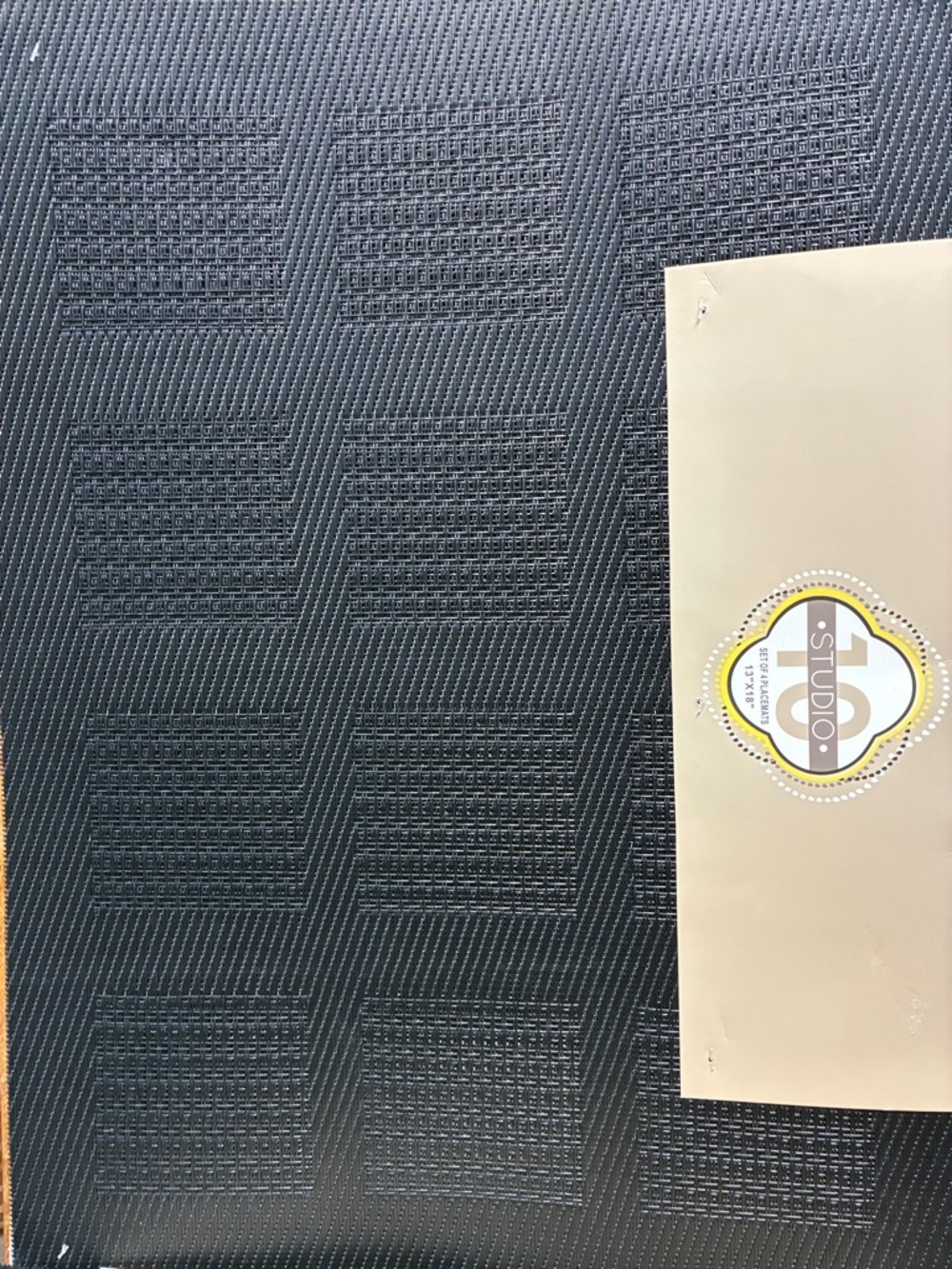 Set of 8 Studio Black Textured Vinyl Placemats 13x18